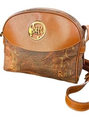 Nina Ricci Brown Leather and Canvas Crossbody Bag